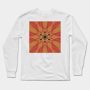 Cartoon Mandala Flower Orange and Pink Long Sleeve T-Shirt